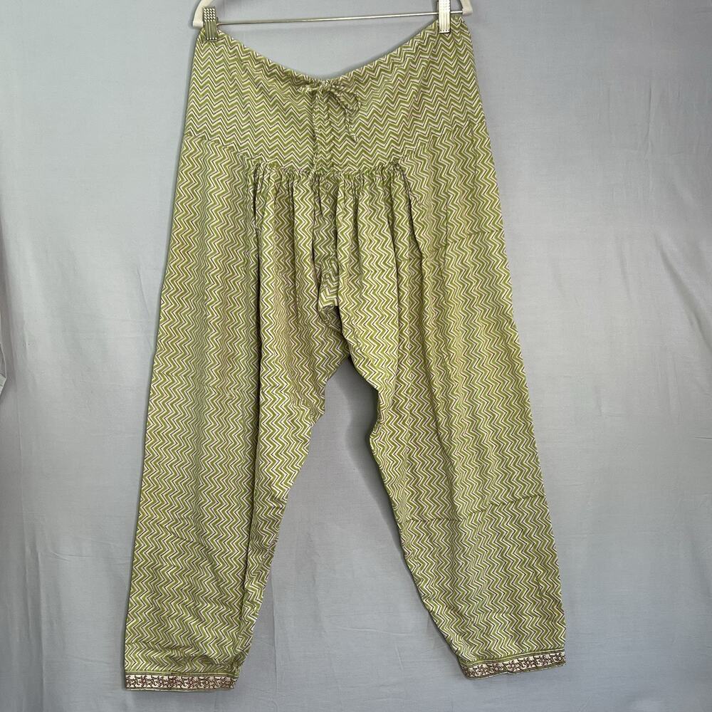 Harem‎ Pants Chevron Geometric Cotton Fabric Hippie Baggy Boho Drop Crotch OS